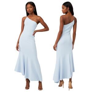 Significant Other Tori One Shoulder Midi Dress Asymmetrical Hem Bluebird Size 6